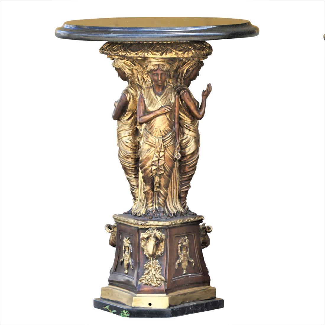 Bronze Circular Side Table with Granite Top (1 of 2)