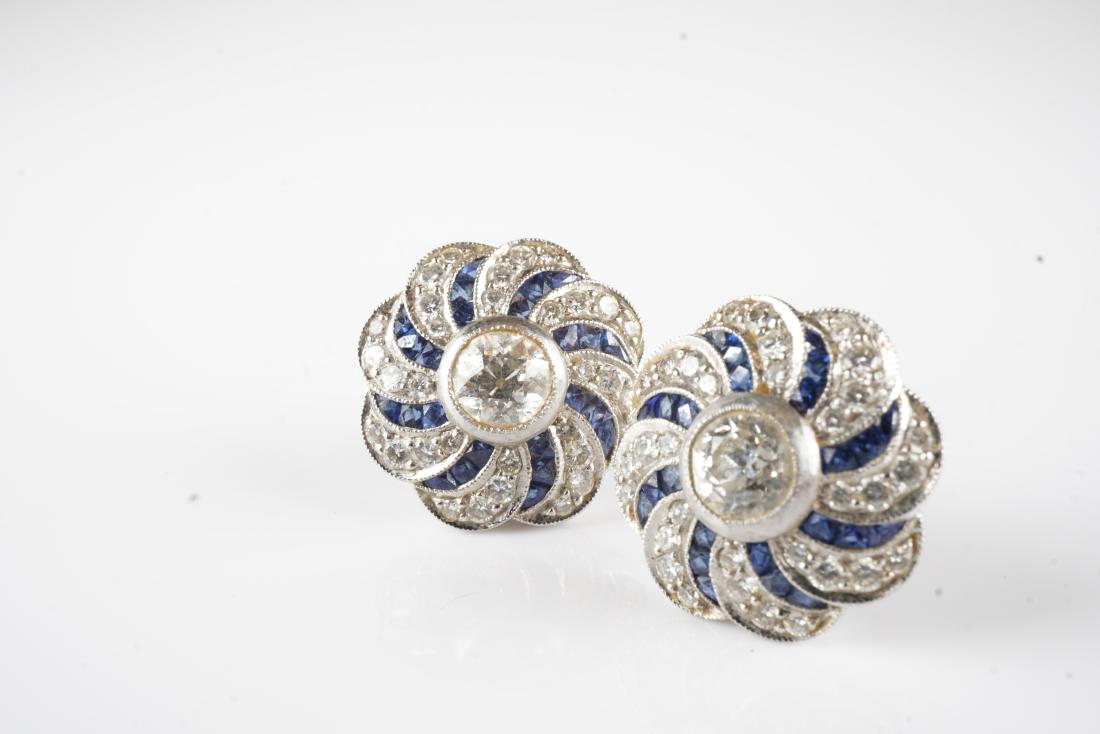 18k WG Diamond and Sapphire Earrings (1 of 4)