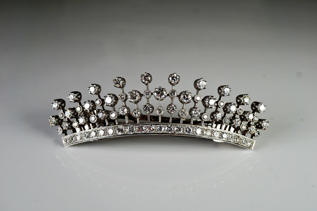 Diamond Platinum WG Diamond Tiara Marked Cartier (1 of 5)