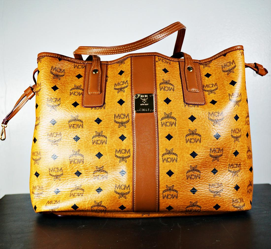 MCM Cognac Canvas Shopper Bag (1 of 7)