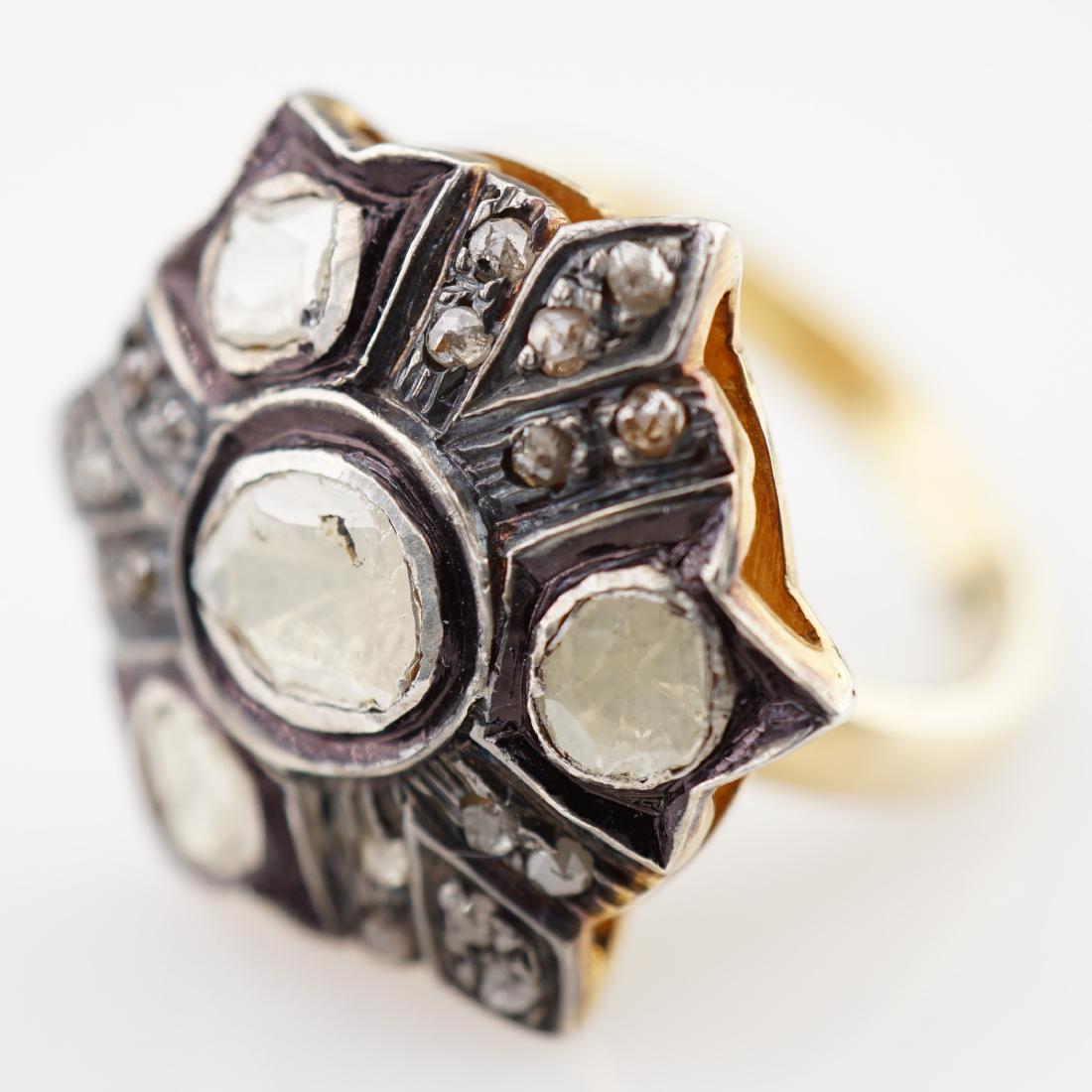 Old World Mine Cut Diamond and Sapphire Ring sz 7.75 (1 of 3)