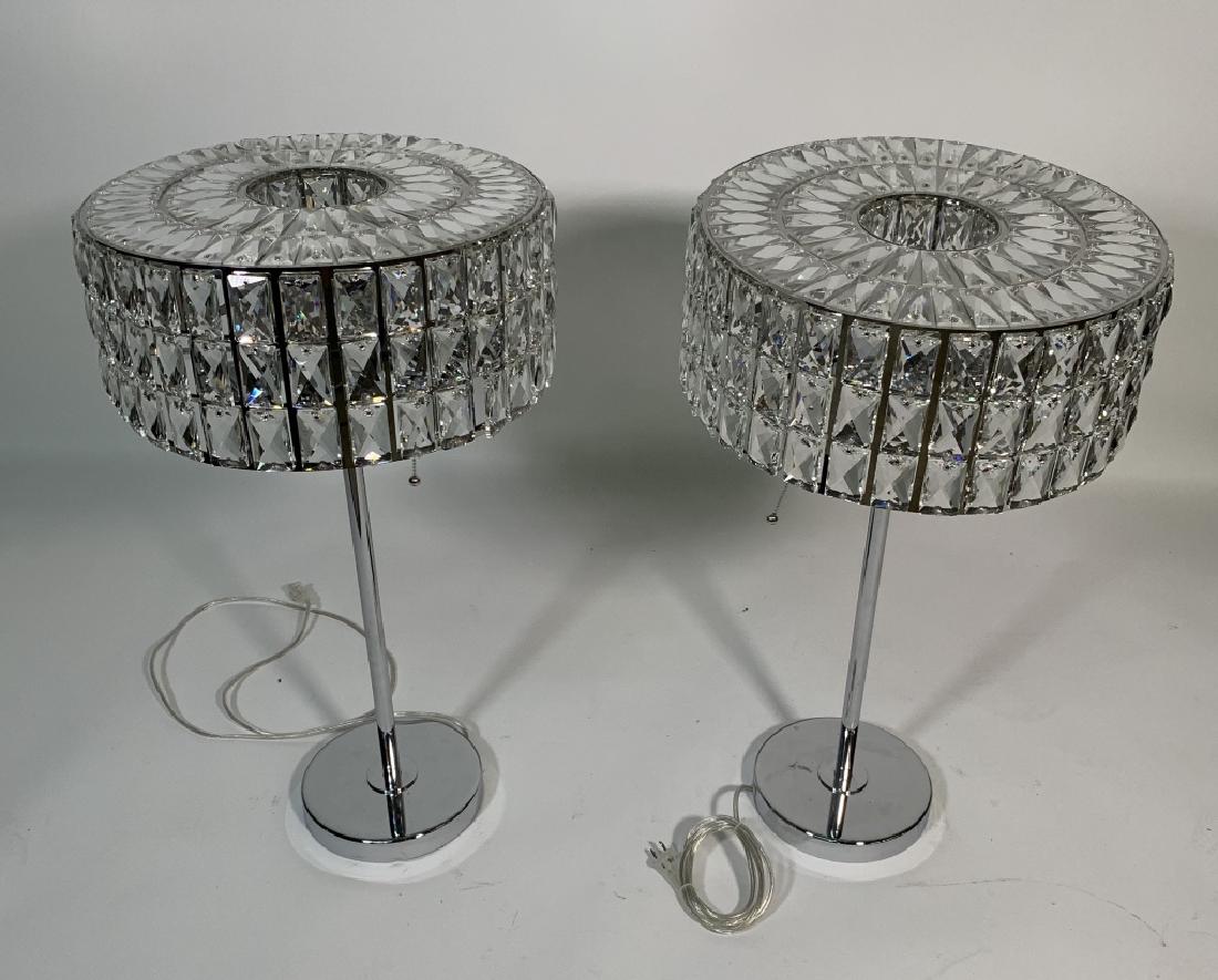 Pair, Swarovski Crystal Table Lamps Pair, Swarovski Crystal Table Lamps