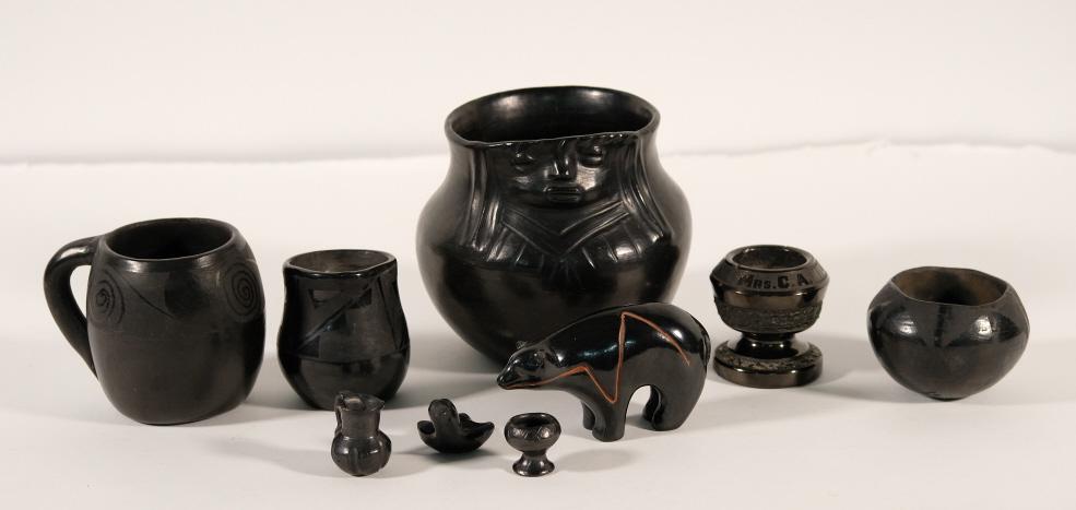 Group, Native American Black Pottery Pieces