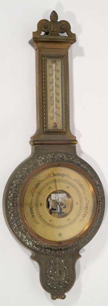 Vintage Westwood Germany Brass Wall Barometer: Vintage Westwood Germany brass wall barometer.Approx. height 30.5", width 11".