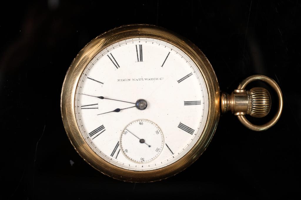 Elgin Grade 80 Model 2 Pocket Watch: Elgin Model 2 Grade 80 pocket watch, Serial No.1640570, 18s, 15j, open face.Twist off back cover interior engraved KEYSTONE WATCH CASE,J.BOSS, GUARANTEED 25 YEARS, 5128008, circa 1885.