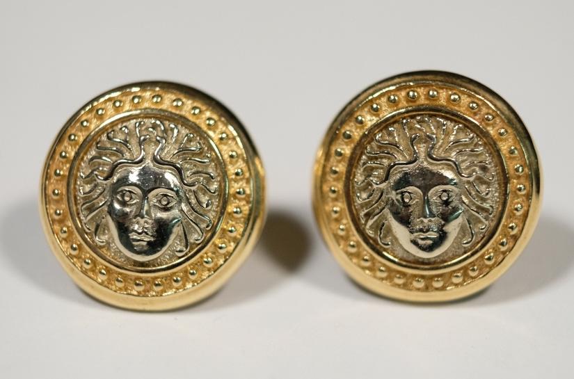 14k YG Medusa Mask Earrings (1 of 3)