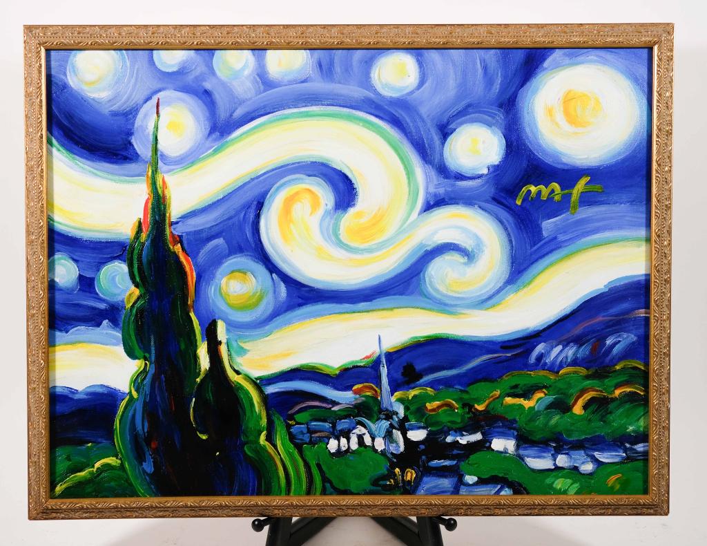 Attr. Peter Max "Starry Night" Acrylic on Canvas (1 of 5)
