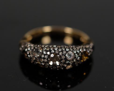 14K YG Diamond & Stone Ring, Size 6 1/2 (1 of 5)