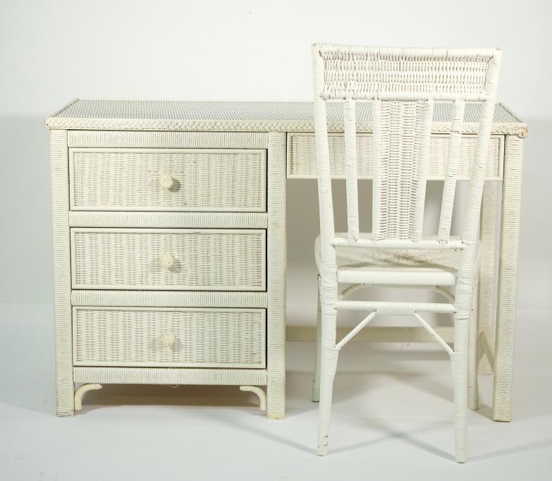 For Auction Vintage Henry Link Wicker Desk With Chair 0070 On