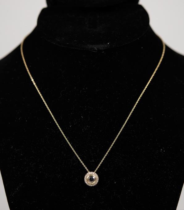 14K YG Necklace w/White Sapphire Pendant (1 of 5)