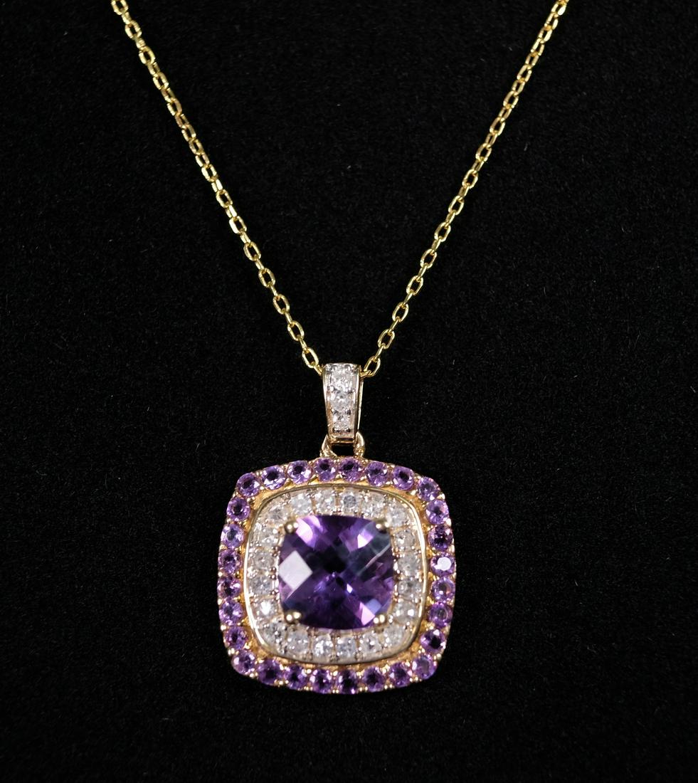14K YG Amethyst & Diamond Pendant Necklace (1 of 4)