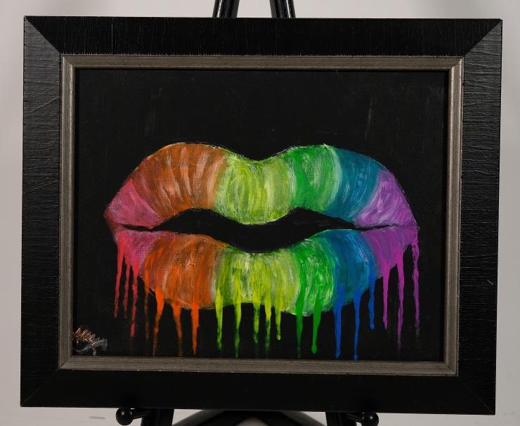 Rainbow Melting Lips Painting on Canvas (1 of 4)