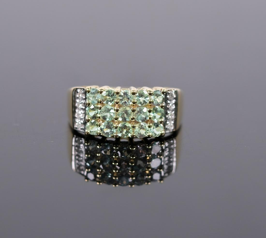 14K Yellow Gold Light Emerald & Diamond Ring (1 of 6)