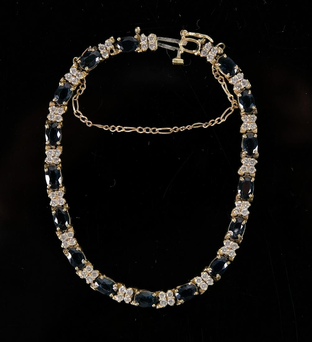 14K YG Sapphire & Diamond Tennis Bracelet (1 of 5)