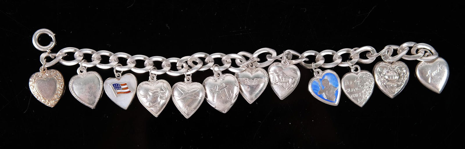 Vintage Sterling Silver Heart Charm Bracelet (1 of 8)