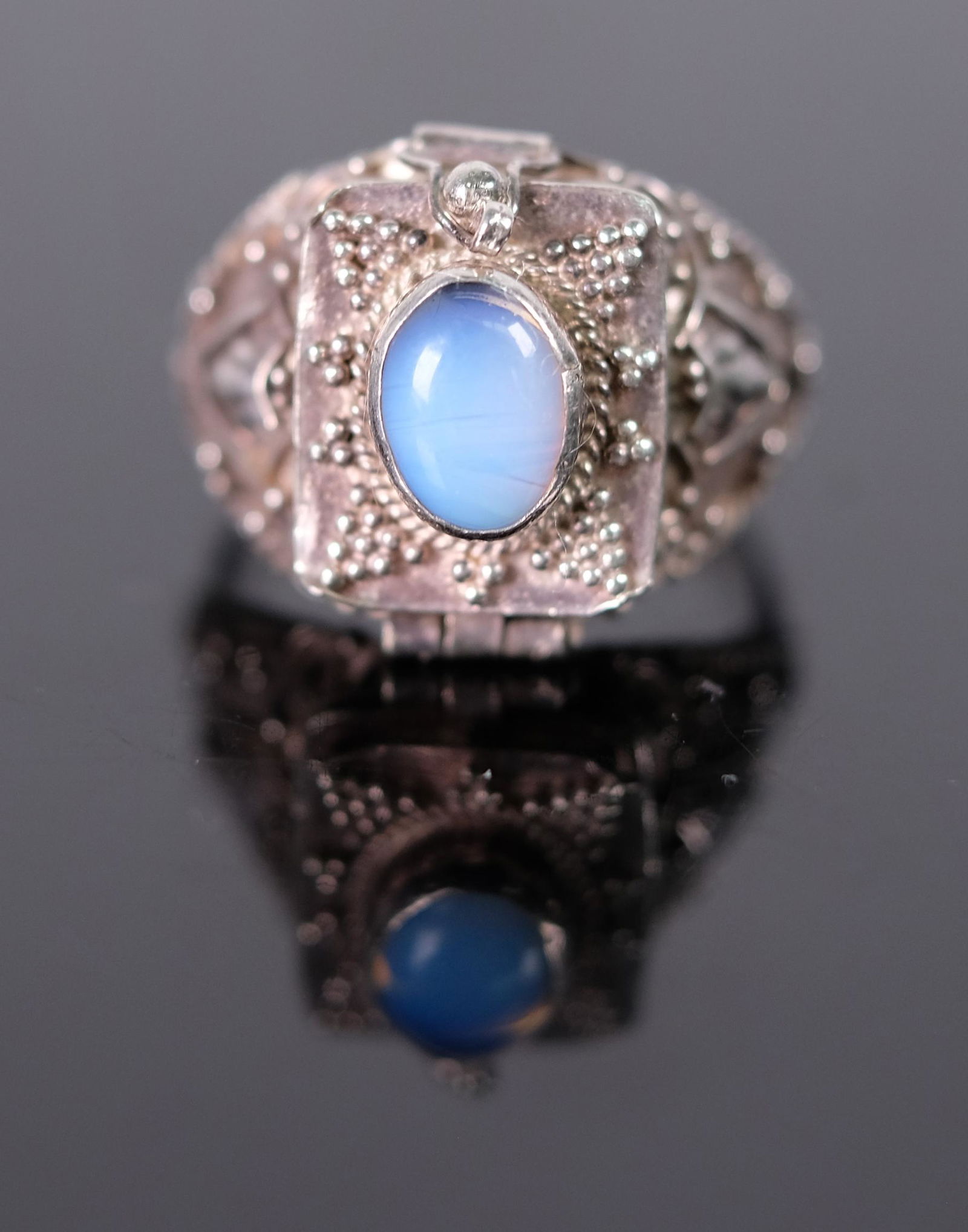 Vintage Sterling Silver Moonstone Poison Ring (1 of 6)