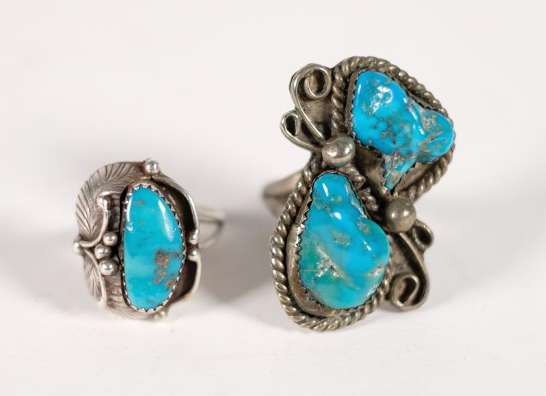 2 Vintage Navajo 925 & Turquoise Ladies Rings (1 of 11)