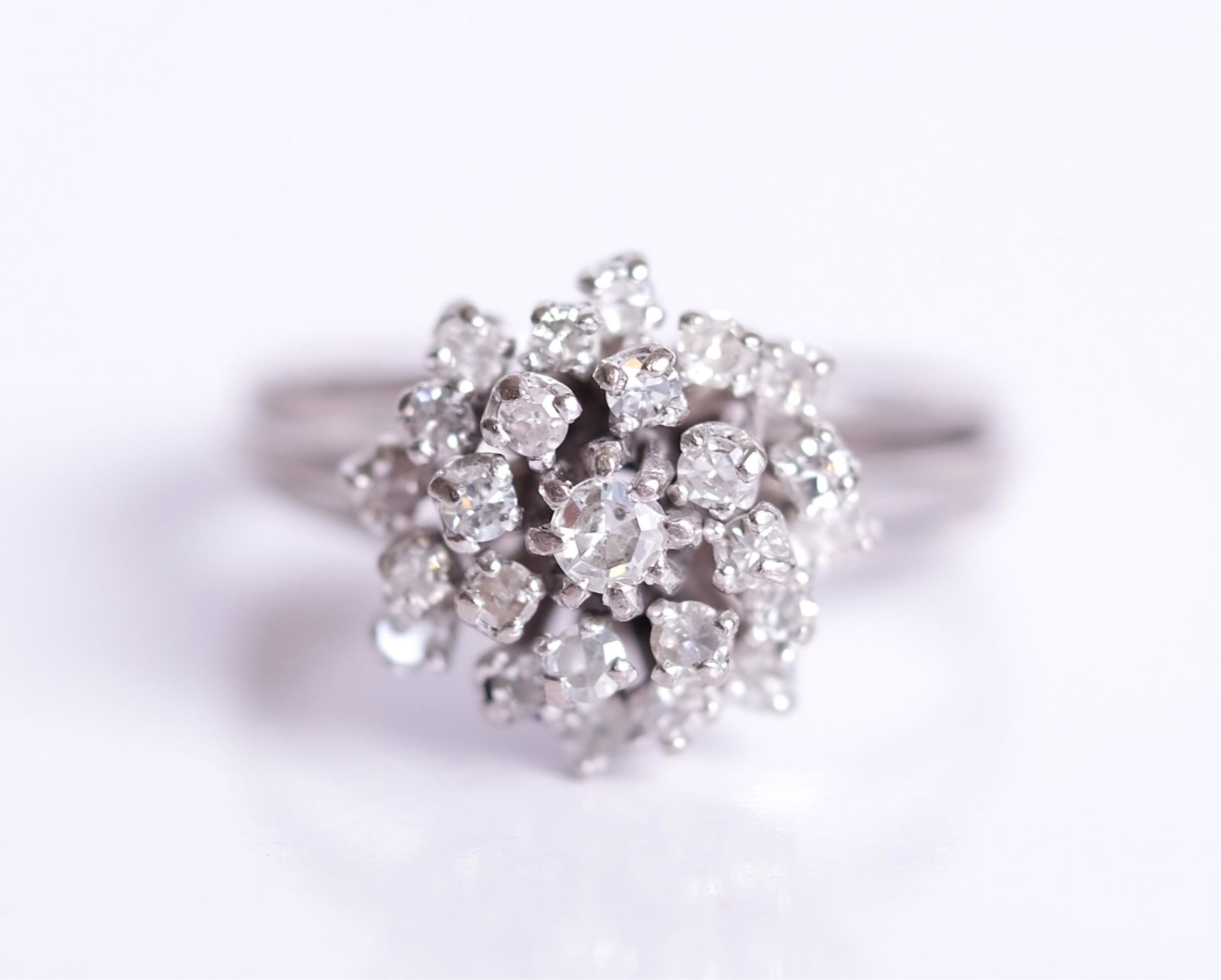 14K White Gold Diamond Petal Shaped Ring (1 of 4)