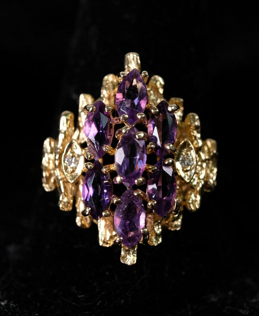 14K YG Diamond & Amethyst Cocktail Ring (1 of 6)