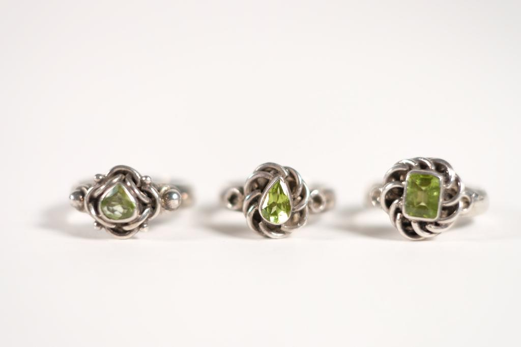 Group, Three Sterling and Peridot Ladies Rings (1 of 13)