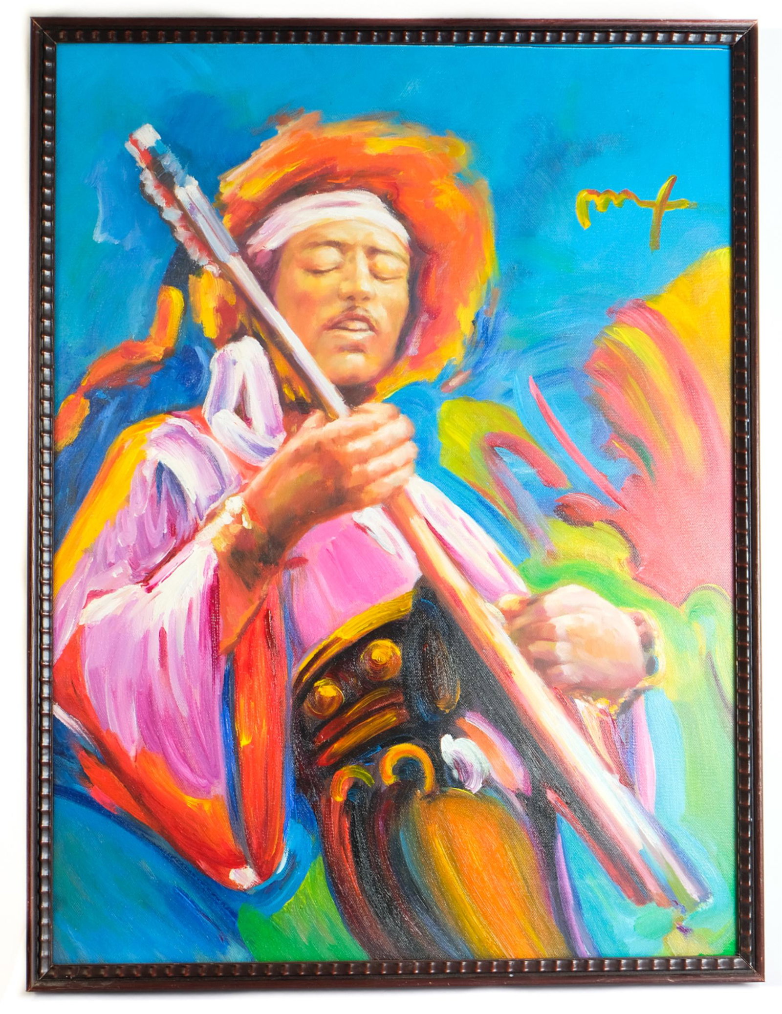 Attr. Peter Max "Jimi Hendrix" Acrylic on Canvas (1 of 6)