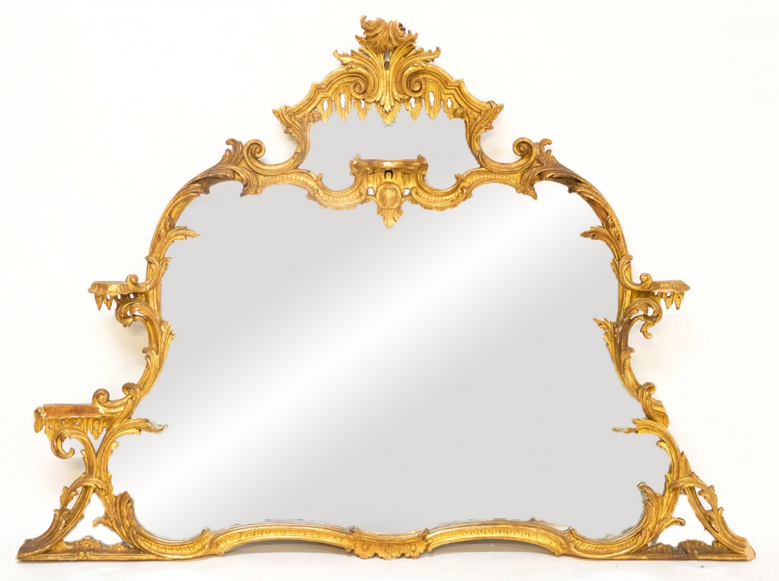 Chippendale Style Gilt Wood Over Mantle Mirror (1 of 10)