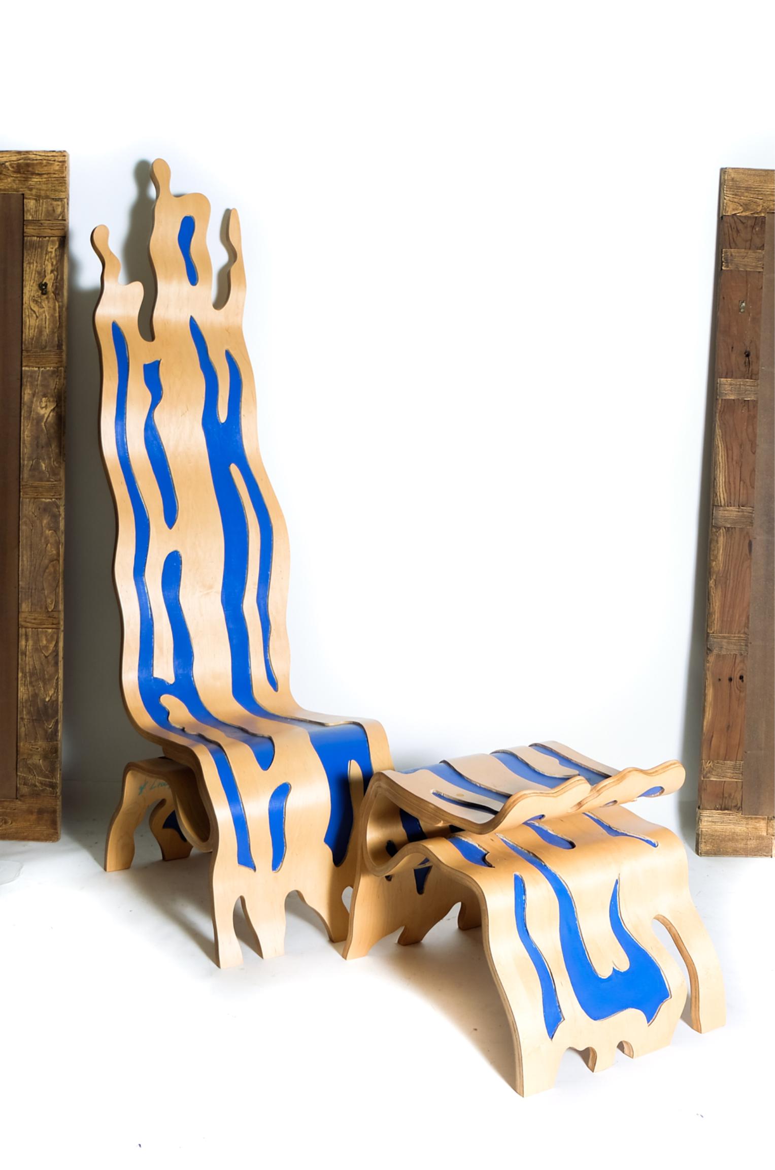 Manner of Lichtenstein Brushstroke Chair & Ottoman (1 of 10)