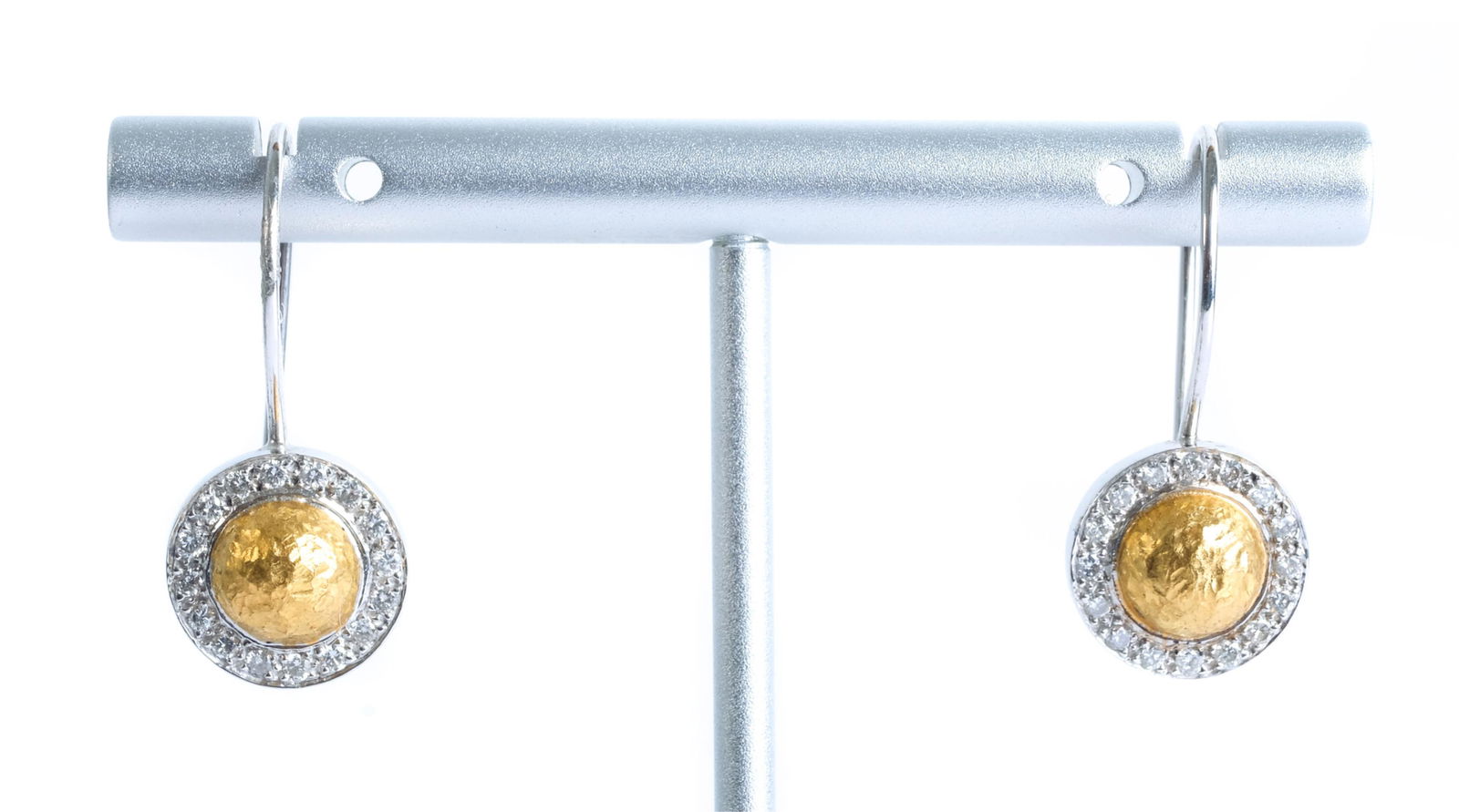 Pair, 18K WG YG Diamond Wire Earrings (1 of 5)