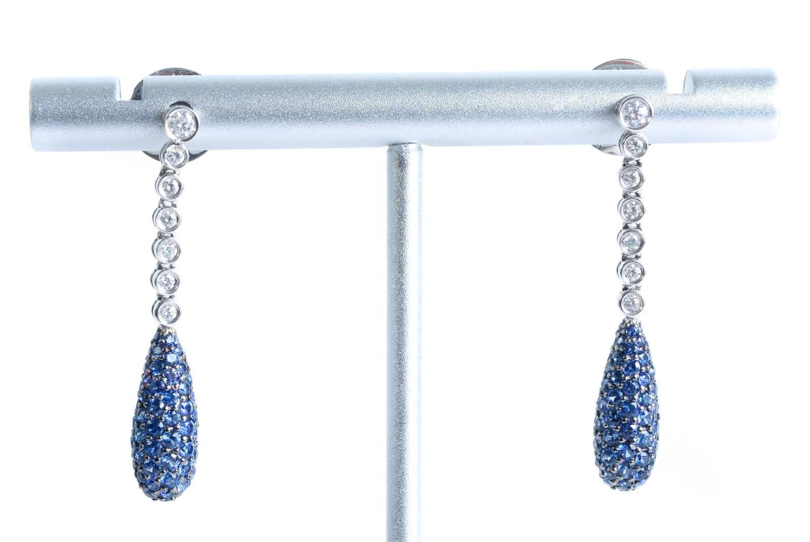 Pair, 18K WG Diamond and Sapphire Earrings (1 of 4)