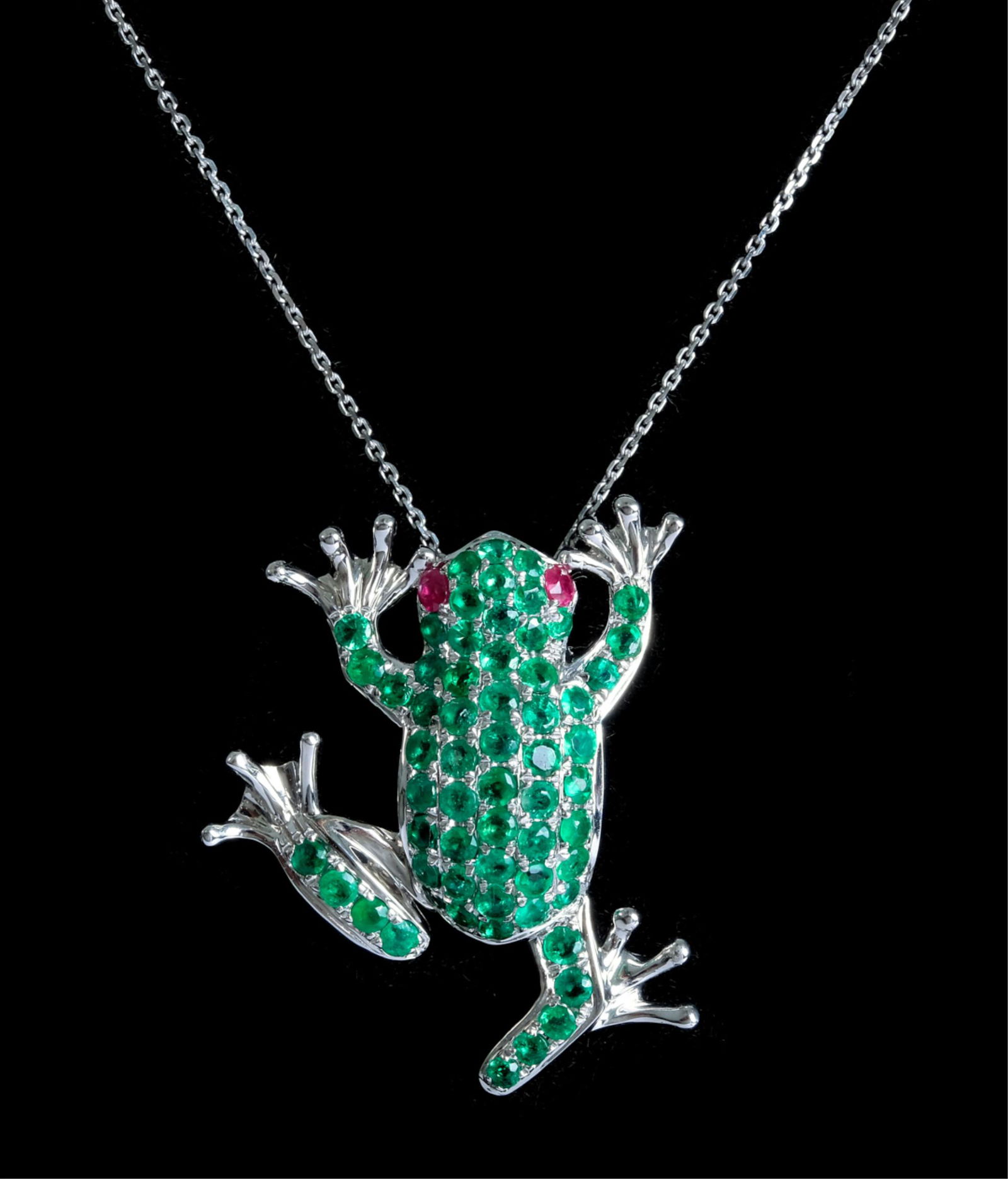 18K WG Emerald Frog Pendant Necklace (1 of 7)