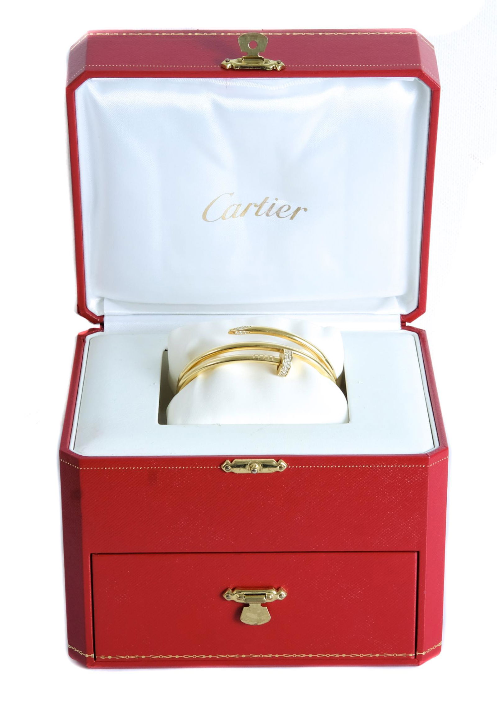 Attr. Cartier 18K YG Diamond Nail Bracelet (1 of 7)