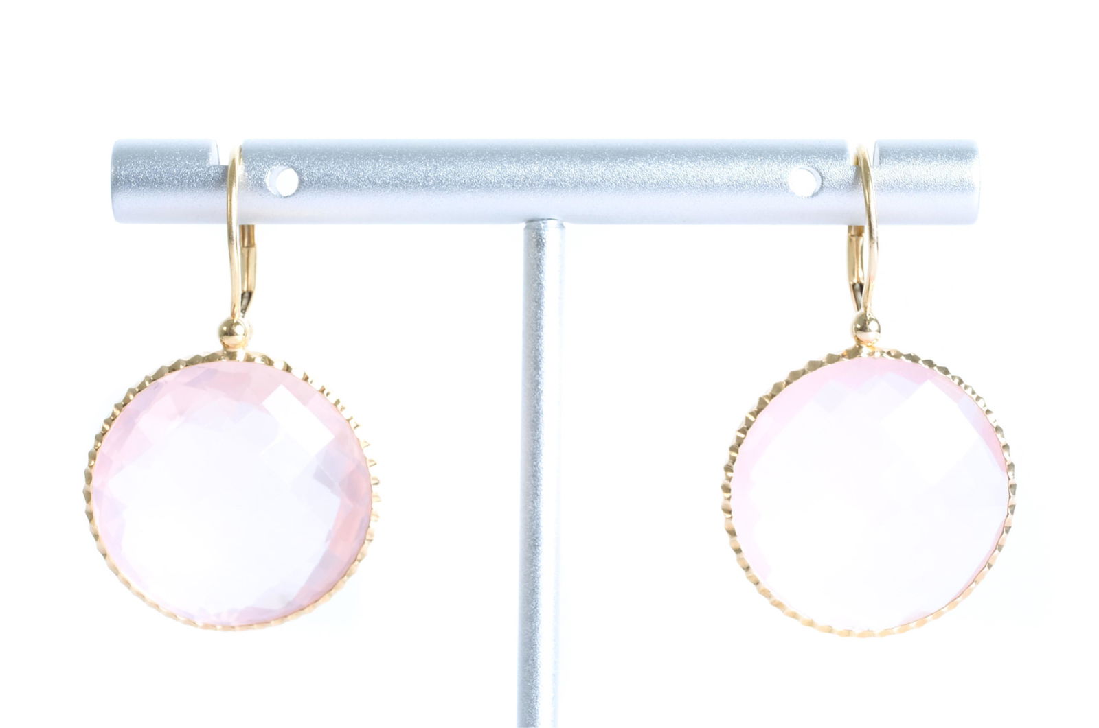 Pair, 14K YG Pink Amethyst Leverback Earrings (1 of 5)