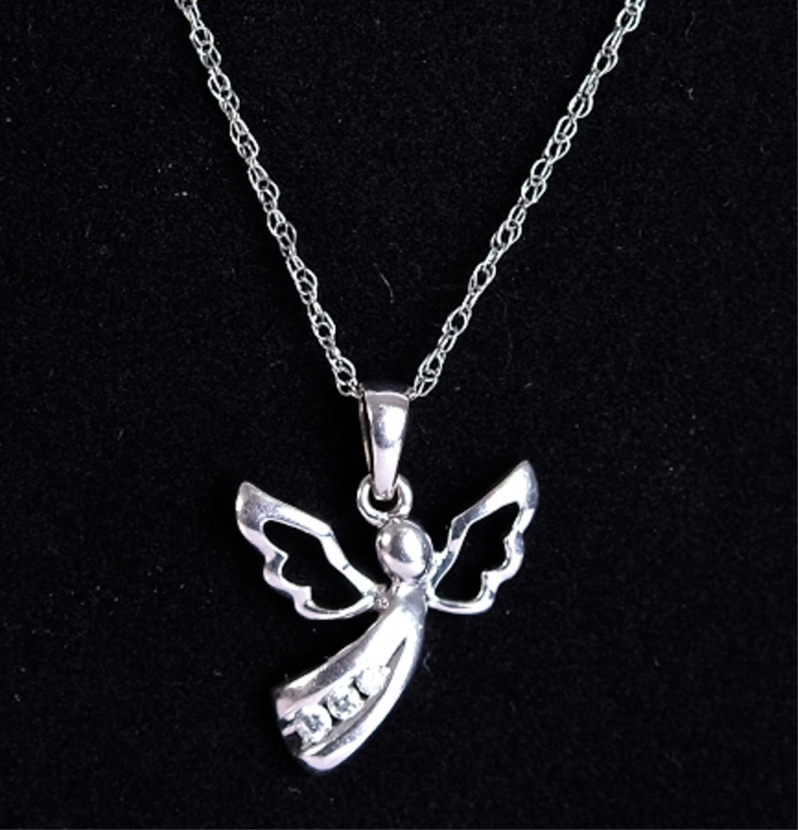 14K WG Diamond Angel Pendant Necklace (1 of 5)