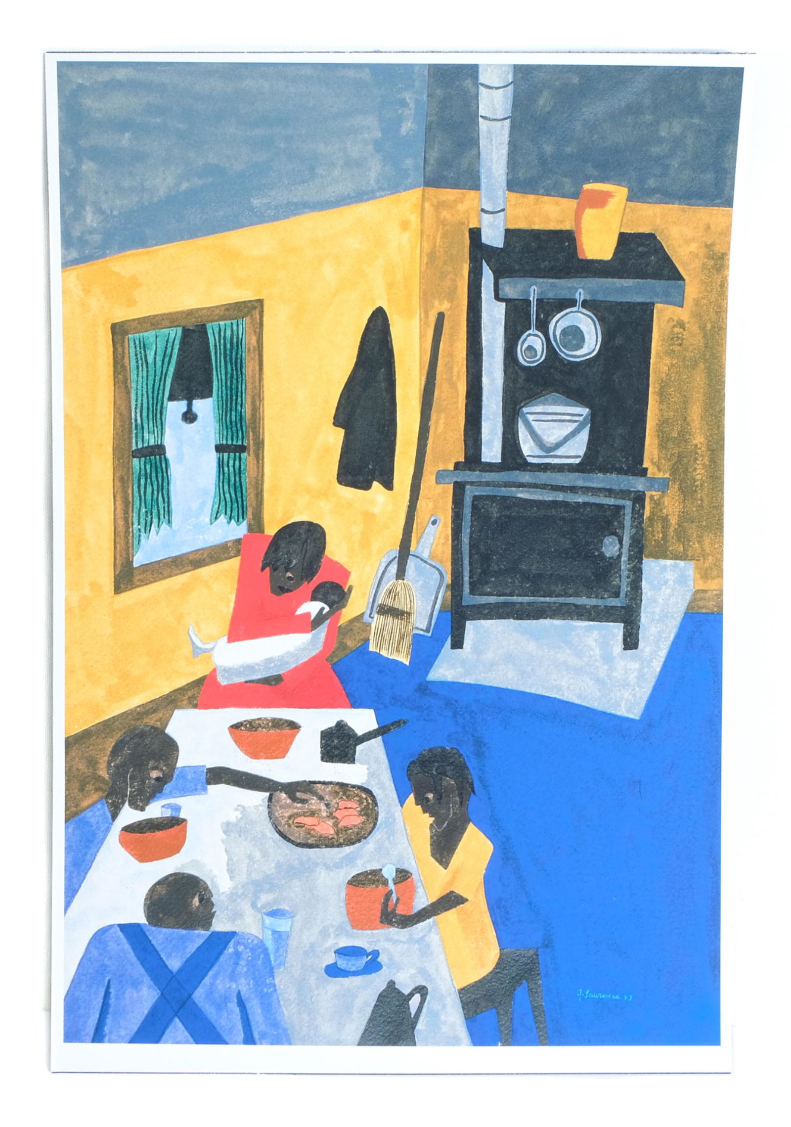 Jacob Lawrence This is a Family Living in Harlem: Jacob Armstead Lawrence (American, 1917-2000), "This is a Family Living in Harlem", lithograph in colors (mounted). Unframed approx. 21.5" x 14.5".