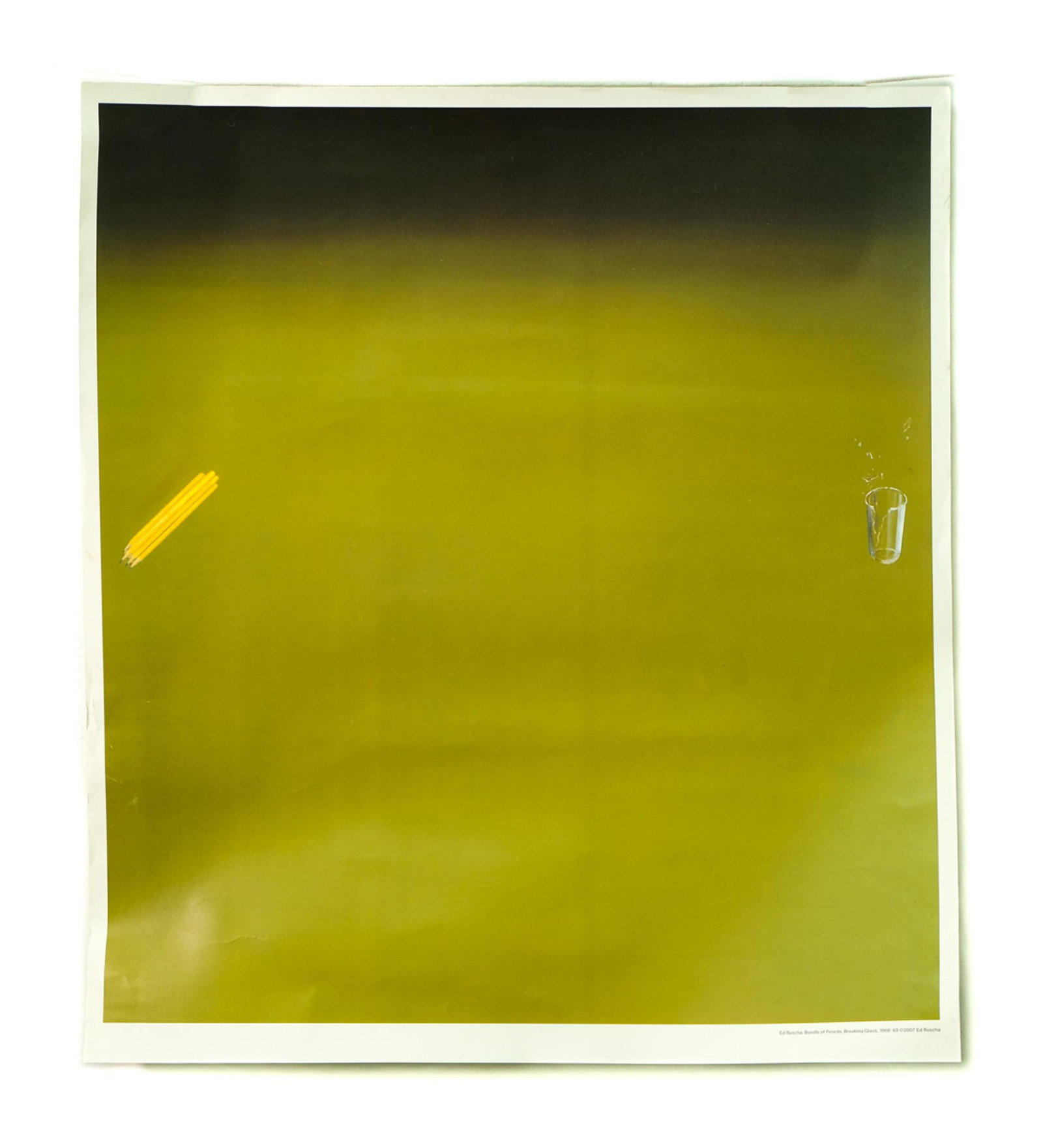 Ed Ruscha Bundle of Pencils, Lithograph 2007: Ed Ruscha (American, b.1937), 'Bundle of Pencils, Breaking Glass", offset lithograph in colors, 2007. Unframed approx. 30.25" x 27.25".