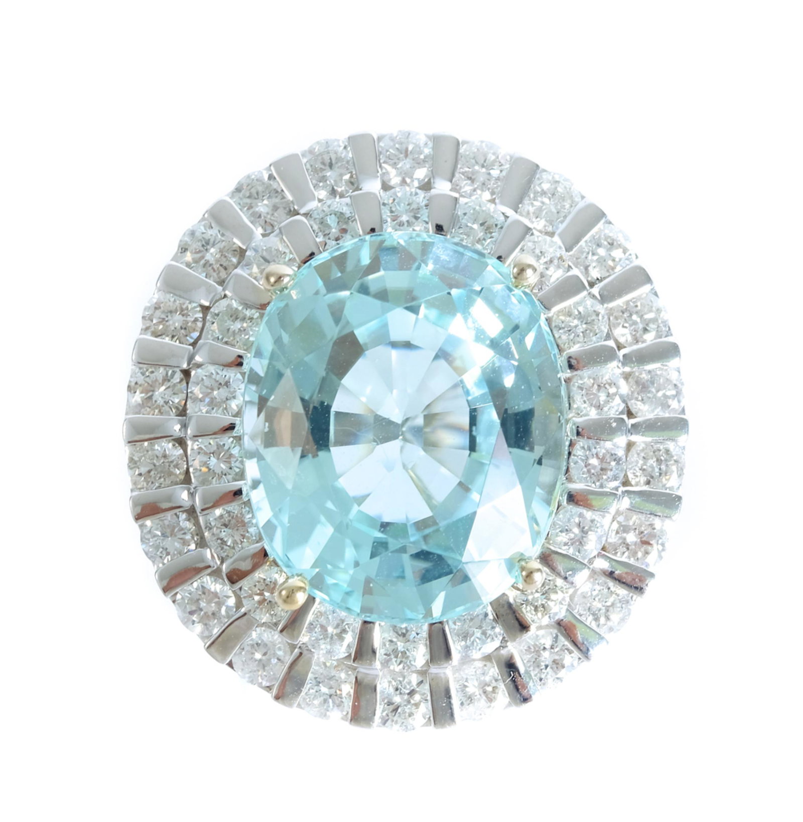 14K WG 12.65 CT Aquamarine Diamond Halo Ring (1 of 4)