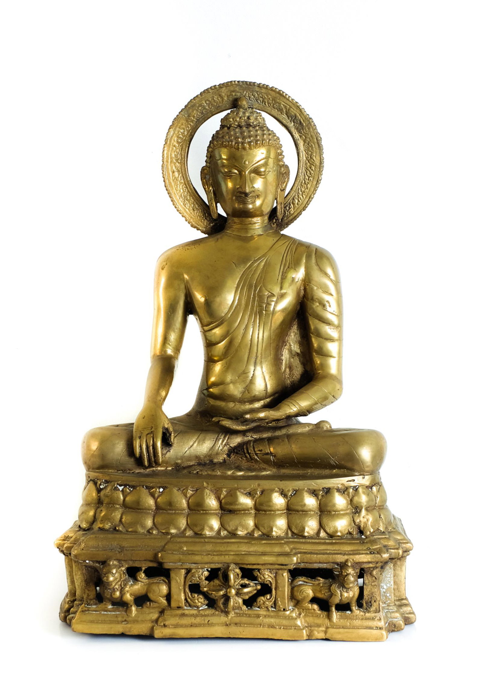 Gilt Metal Kashmir Seated Buddha Sculpture (1 of 9)