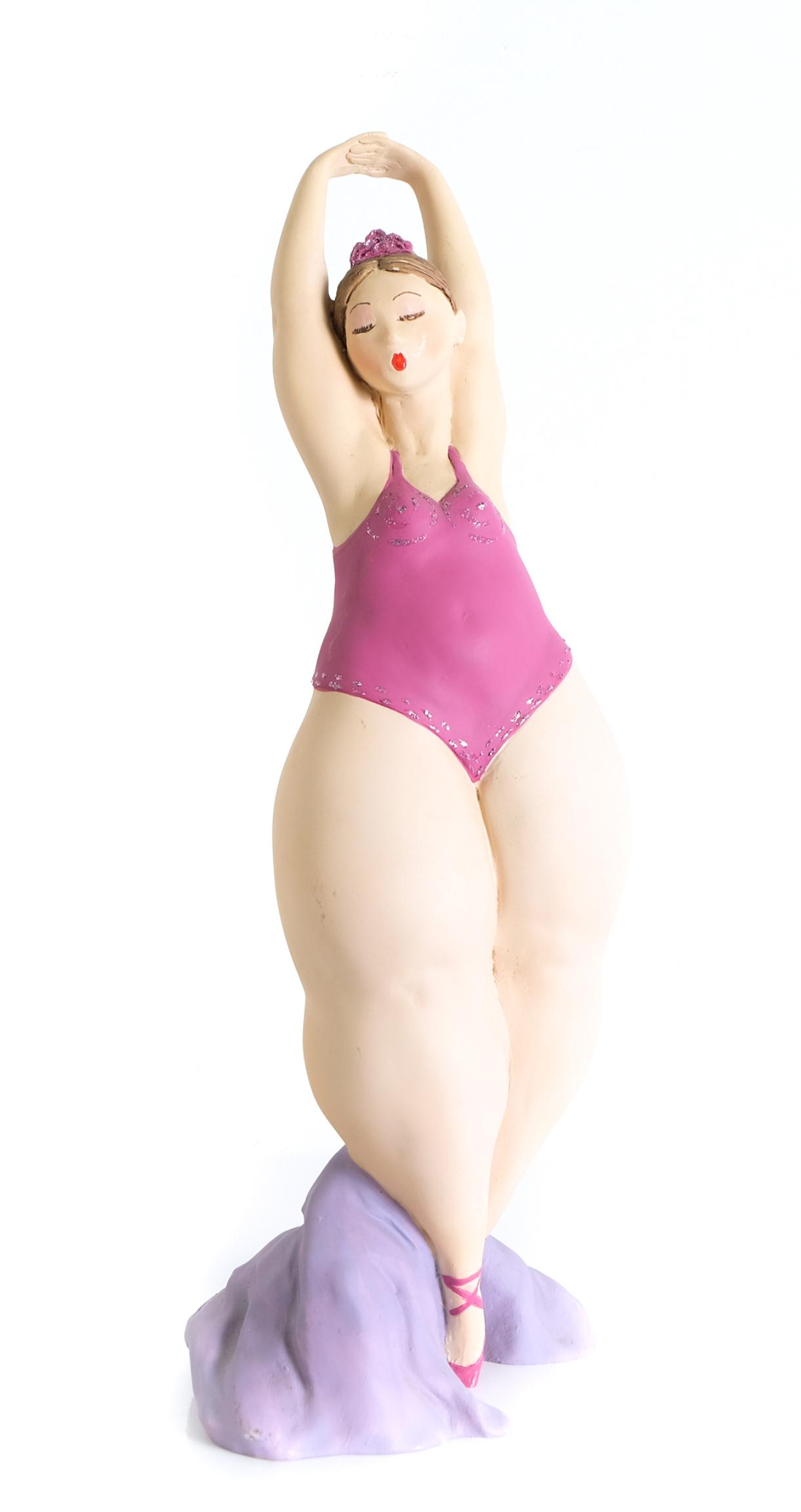 Vintage Figural Sculpture by Emilio Casarotto: Limited edition figural hand painted pulverized Italian Carrara marble sculpture from the "Proud Ladies" Series of 'Chubby Models'. Signed by Emilio Casarotto A.D.L., Italy. Approx. height