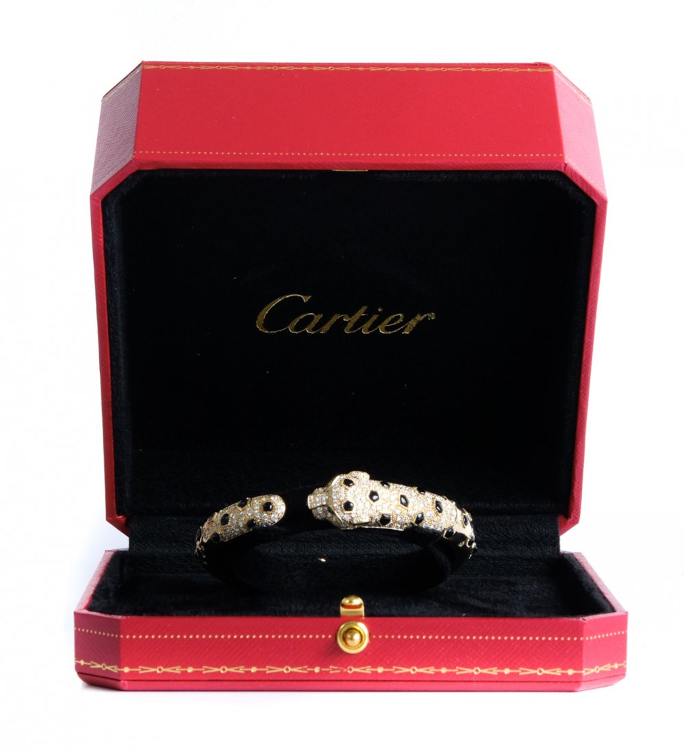Attr. Cartier 18K YG Diamonds Panther Bracelet (1 of 7)