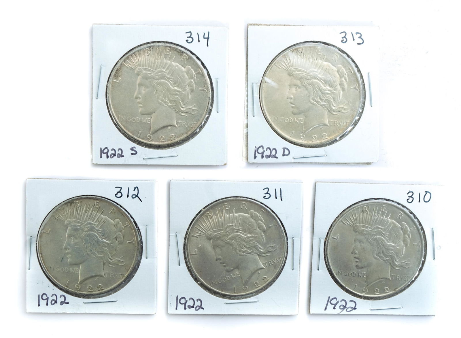 5 1922 Silver Peace Dollars (1 of 11)