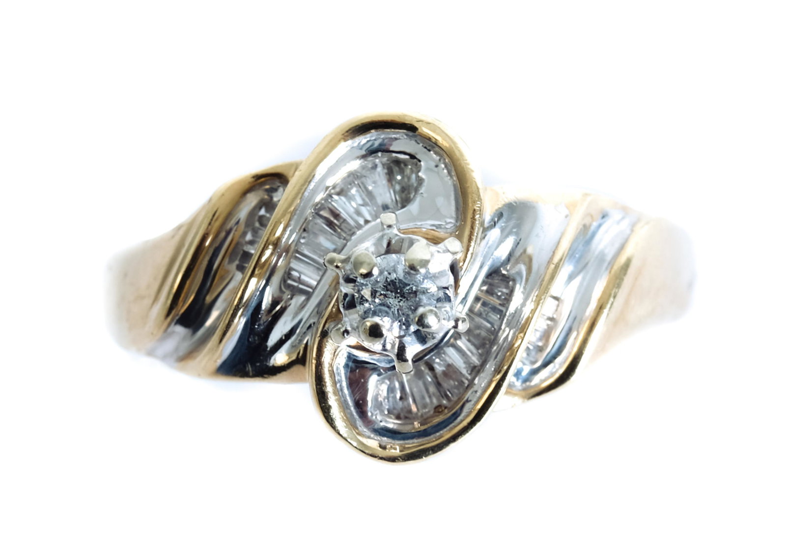 10K Yellow Gold & Diamond Ring, Size 7 (1 of 4)