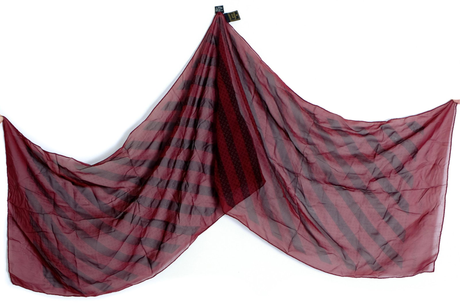 Maroon Fendi Silk Scarf: Italian made 100% silk Fendi scarf. Measures 60 inches long and 15 inches wide.