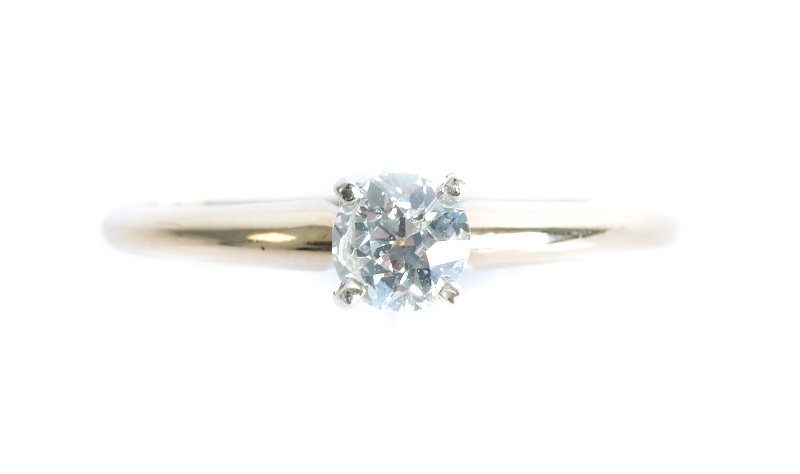 14k YG .50CT Diamond Engagement Ring: 14k yellow gold diamond solitaire engagement ring having a .50 ctw round brilliant center diamond. Ring size 8. Stamped 14k A62 .50 8FZ09982. Approx. overall weight 1.90 grams.