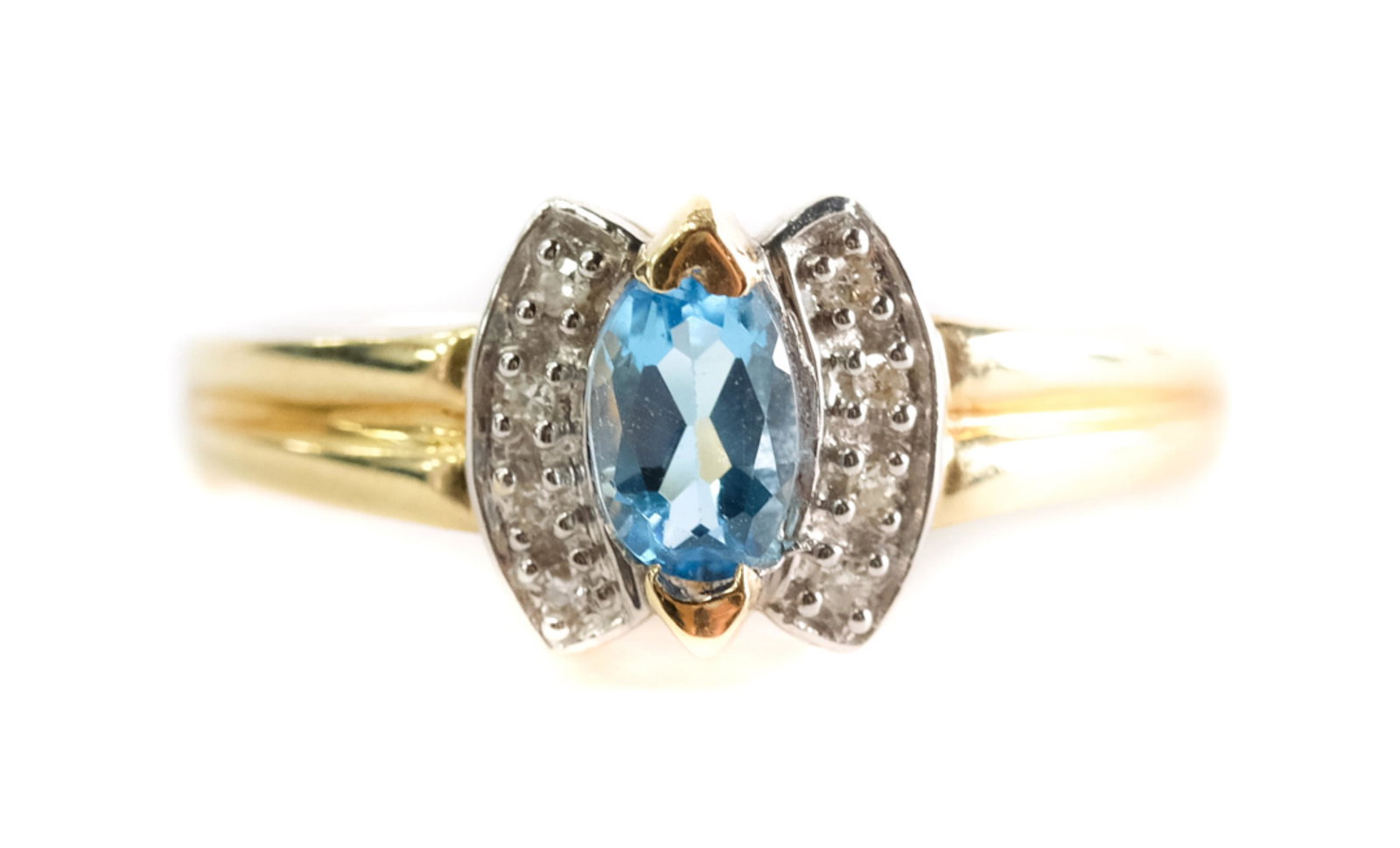 14k YG Blue Topaz & Gemstone Ring, Size 6 1/2 (1 of 4)