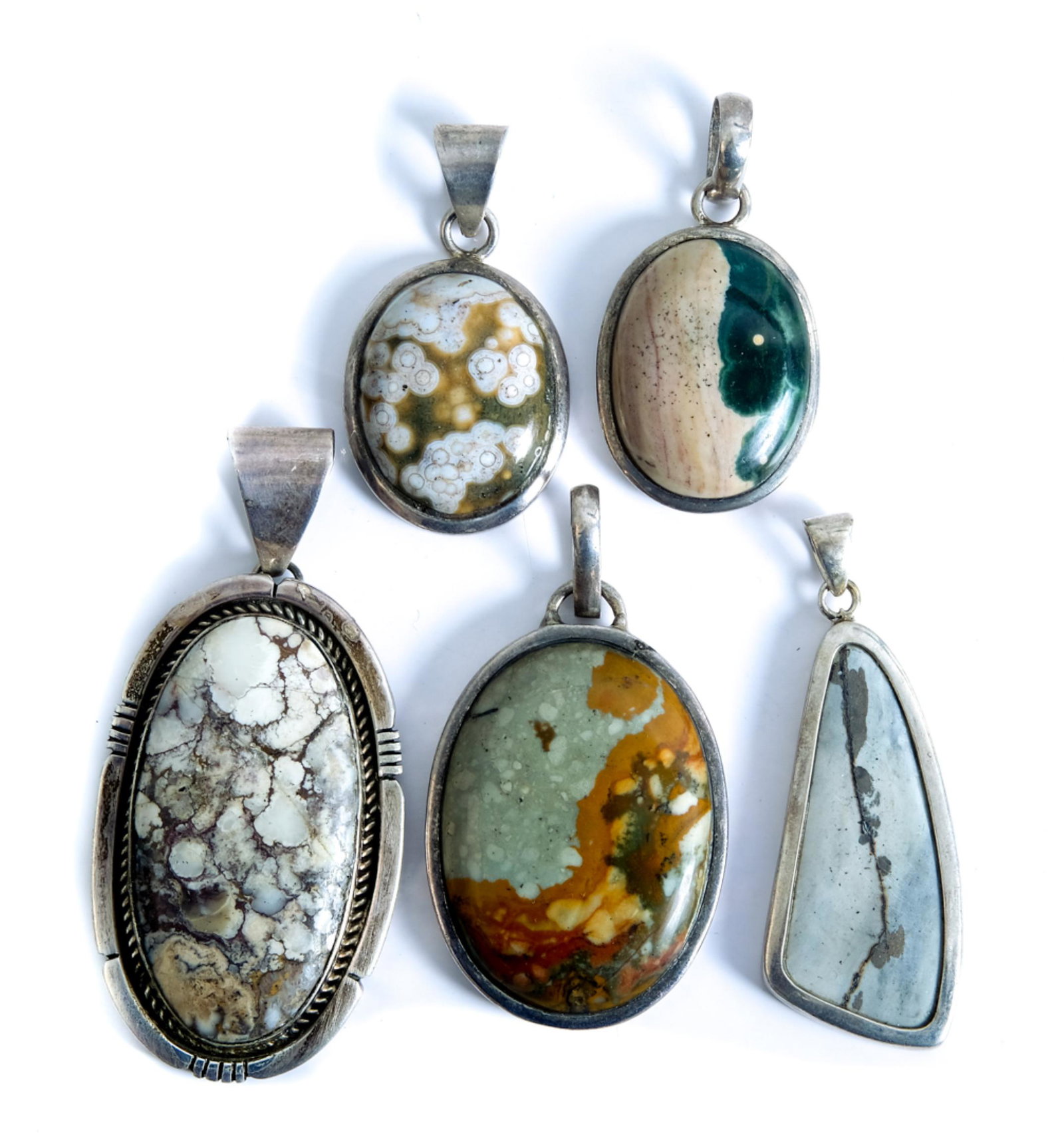 Group, Five Sterling Silver & Stone Pendants (1 of 5)