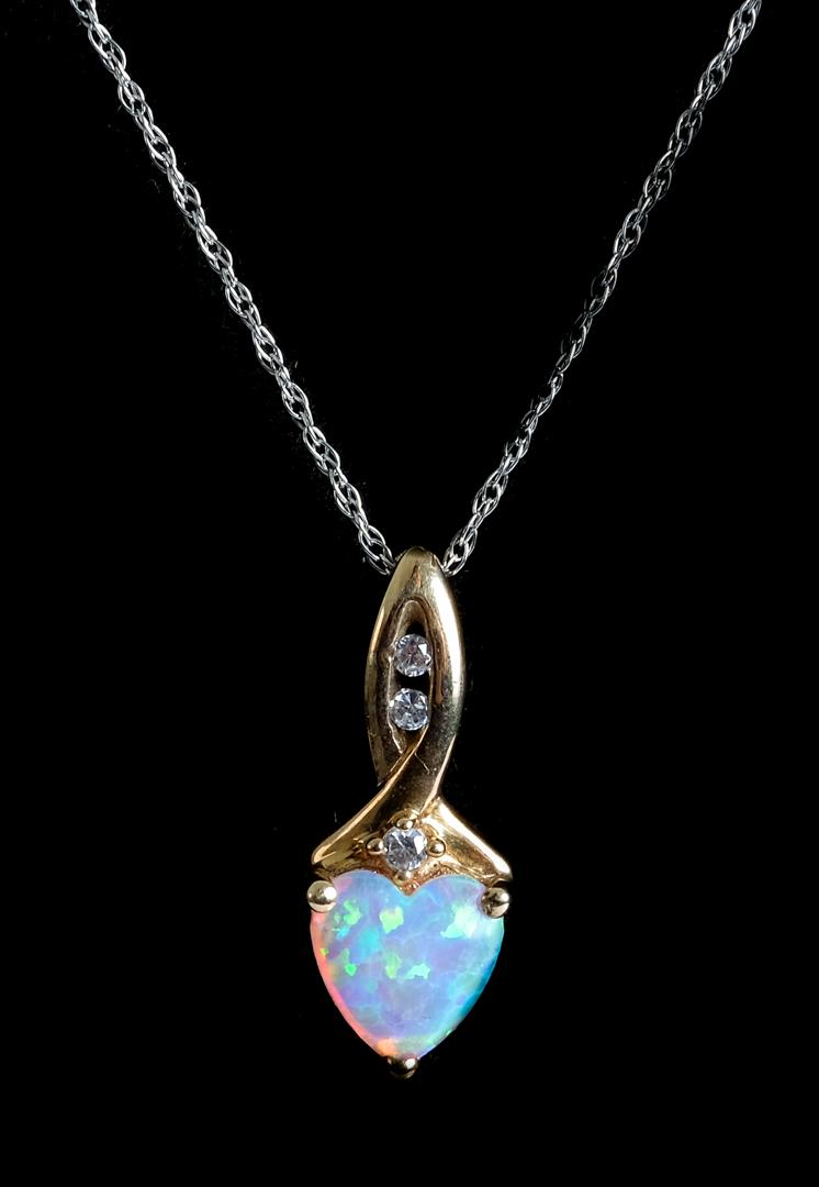 10k YG Opal & Diamond Pendant Necklace (1 of 4)