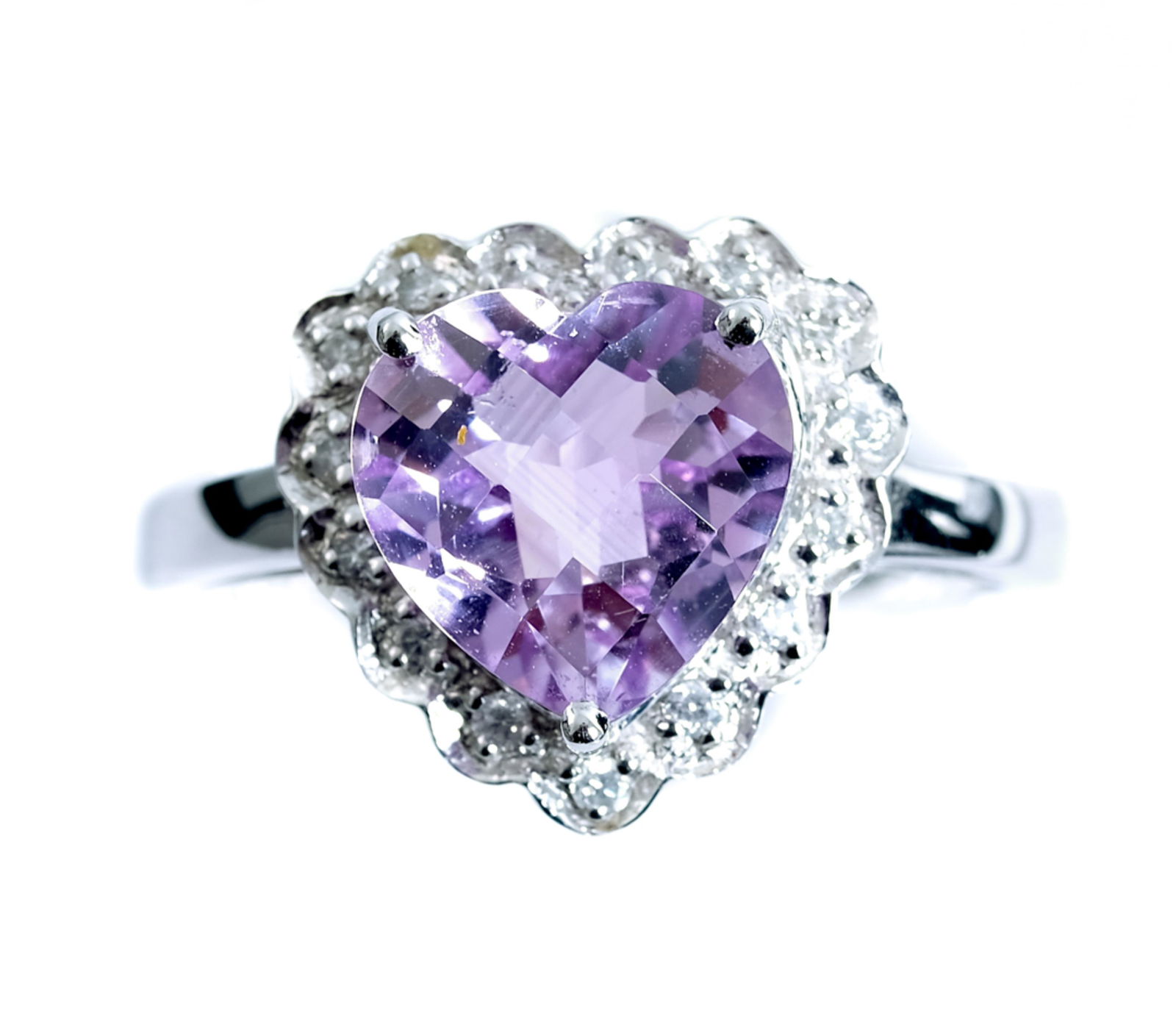 14k WG Diamond & 5.05 CT Amethyst Heart Ring (1 of 4)