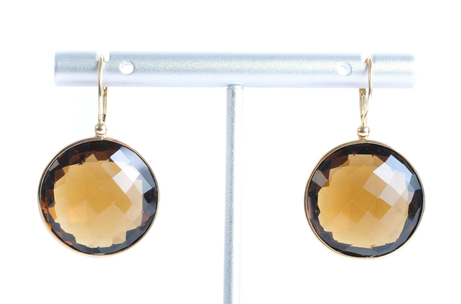 Pair, 14k YG Smokey Quartz Leverback Earrings (1 of 5)