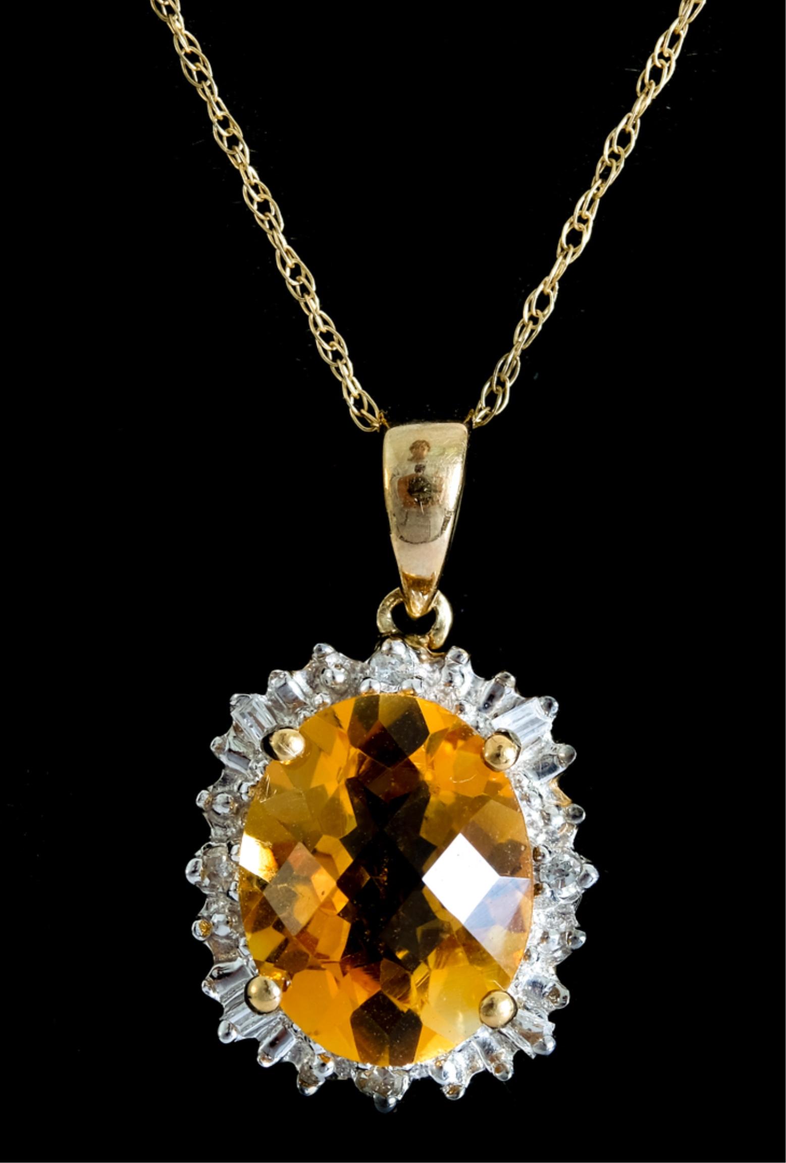 10k YG Diamond & Citrine Pendant Necklace (1 of 5)