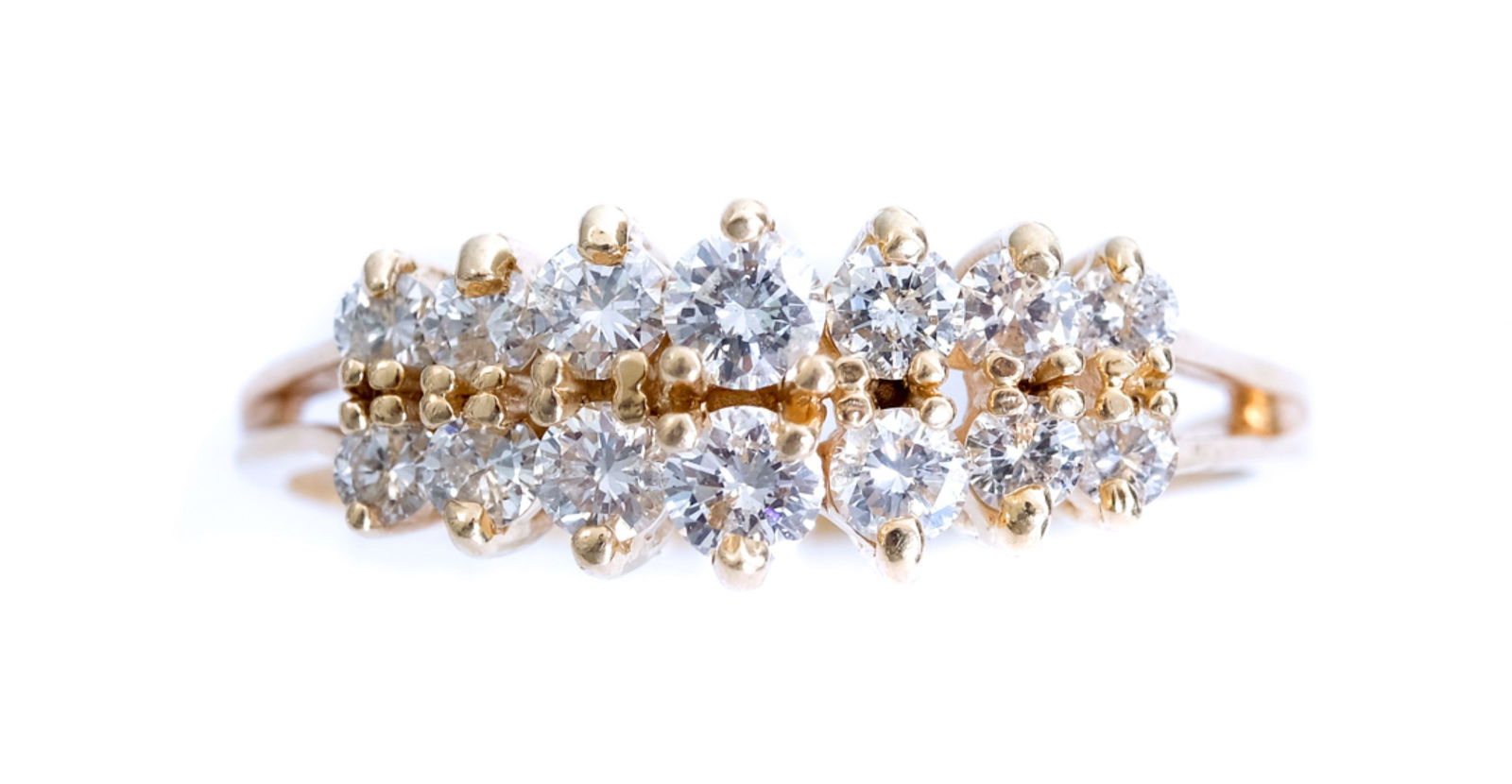 14k Yellow Gold Ring w/14 Diamonds, Size 11 (1 of 5)